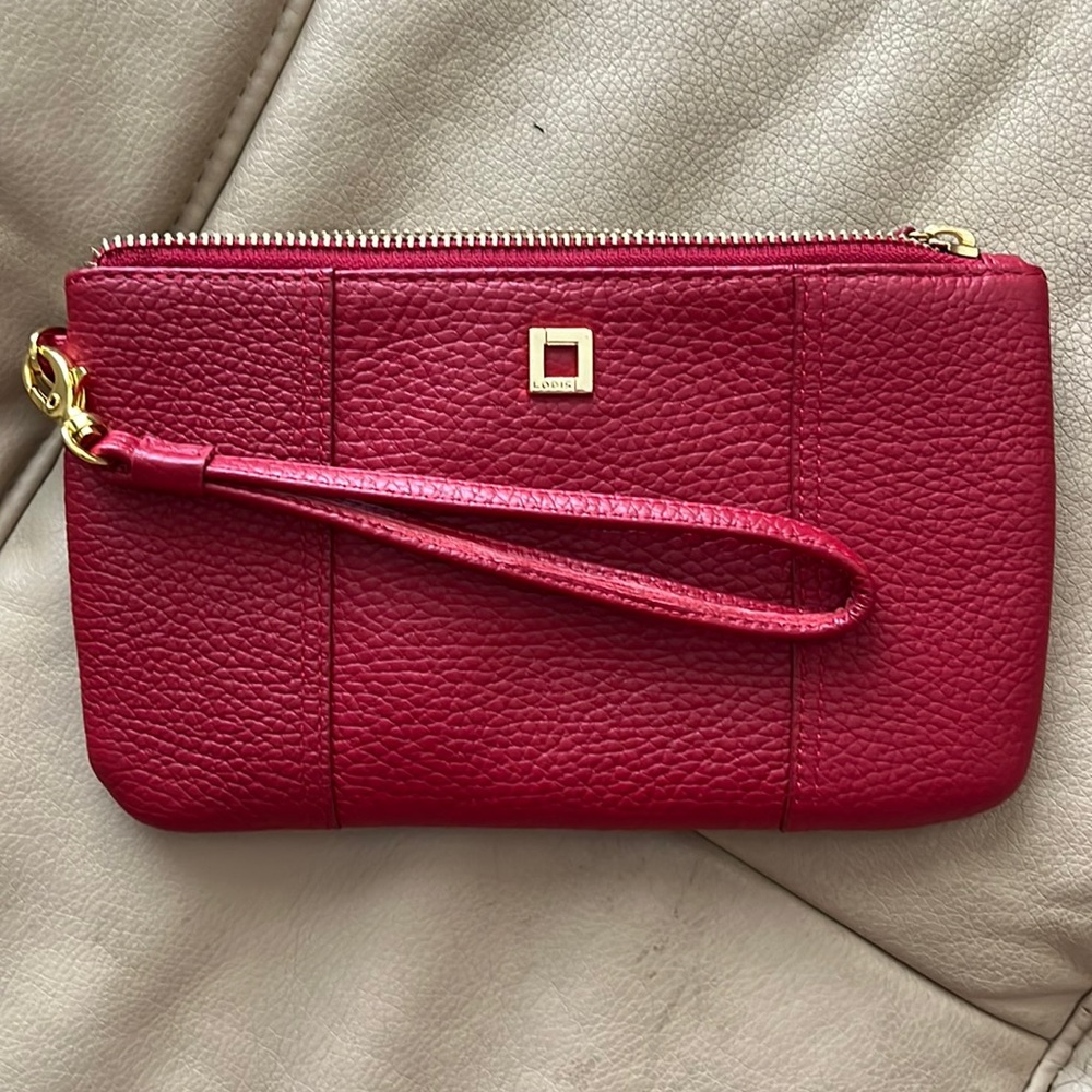 LODIS Genuine Red Leather Wristlet